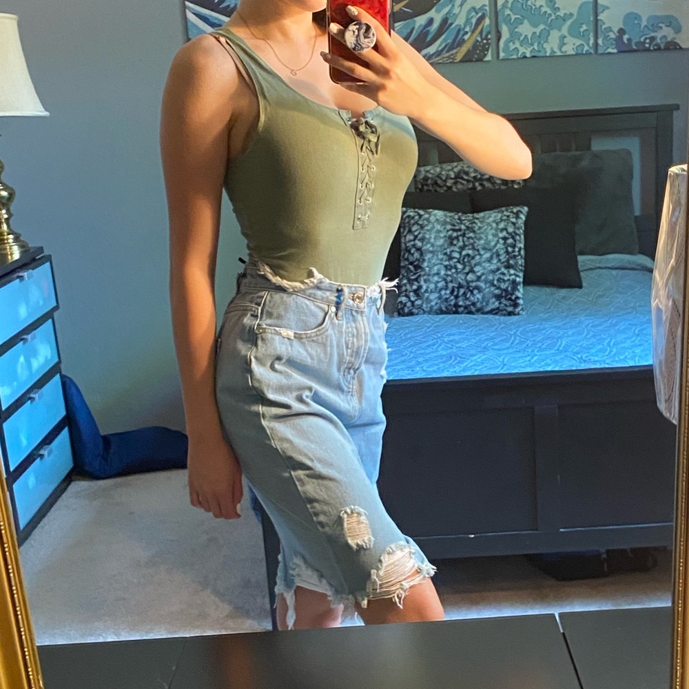 Missguided Distressed Denim Midi Skirt - Picture 5 of 9